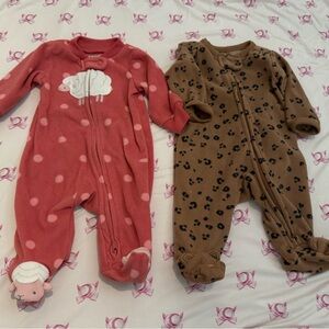 Carter's Pink and Brown Footed Fleece Sleep N Play